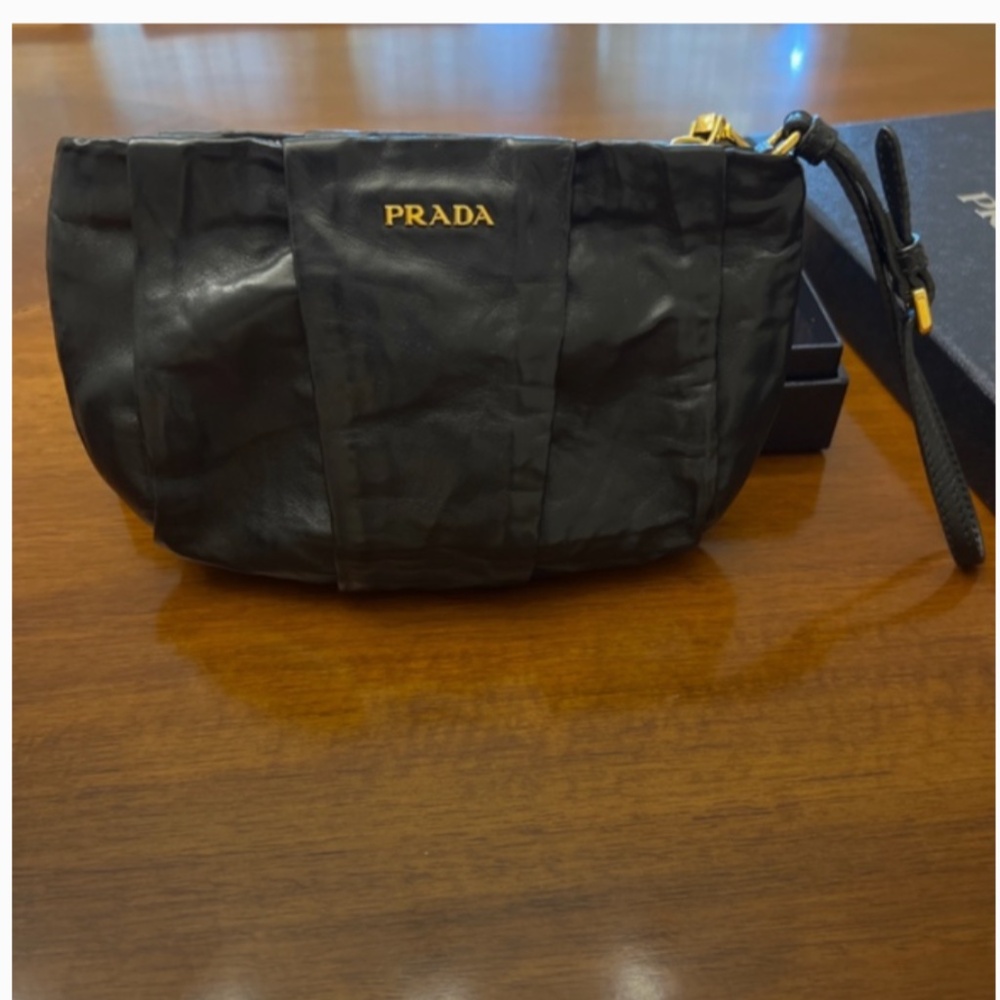 Prada leather wristlet
